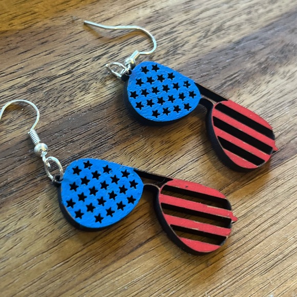 Wooden earrings made with laser engraver. Perfect for 4th of July! - Picture 1 of 1